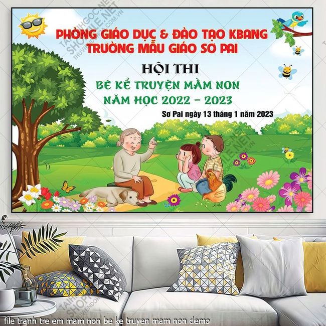 file tranh tre em mam non be ke truyen mam non